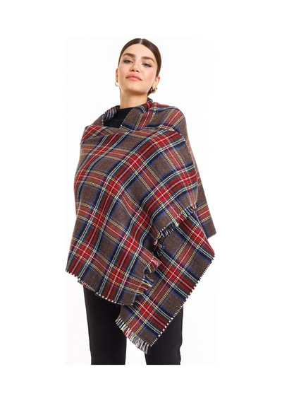 Ladycolor Çift Taraflı Ekose Iskoç Desen Şal Atkı-omuz Şalı Kahverengi Kahverengi