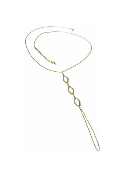 3 Sıra Altıgen Modeli Gümüş Şahmeran Bileklik - Gold Renk Altın