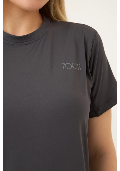 Zoor Kadın Kısa Kol Compression Fitness Gym Spor Body Tshirt Füme