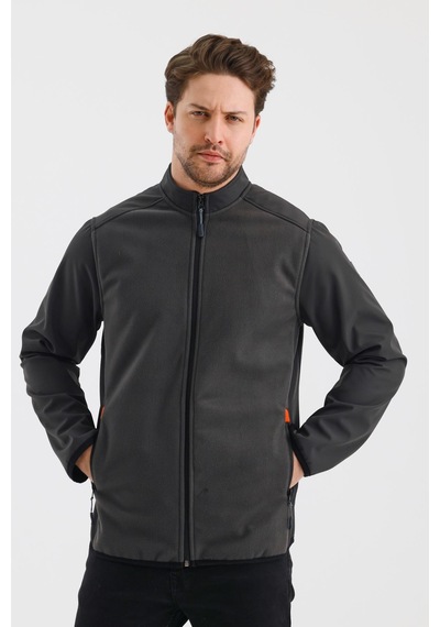 Alexandergardi Alexandergardı Dik Yaka Fermuarlı Astarsız İçi Polar Su İtici Softshell Kumaş Mont E24-mnt-02 001