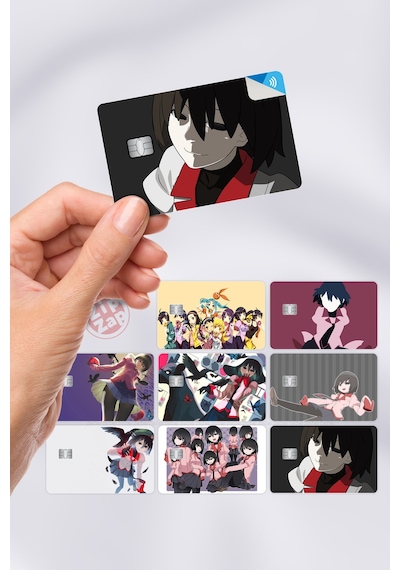 Owarimonogatari Kart Kaplama Sticker 8 Adet Çok Renkli