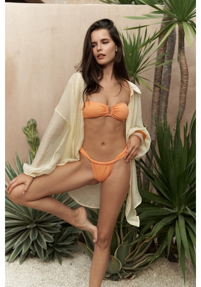 Mai Collection Mai Studios Co. Lahla Büzgü Detaylı Kalın Bant Turuncu Bikini Altı Turuncu