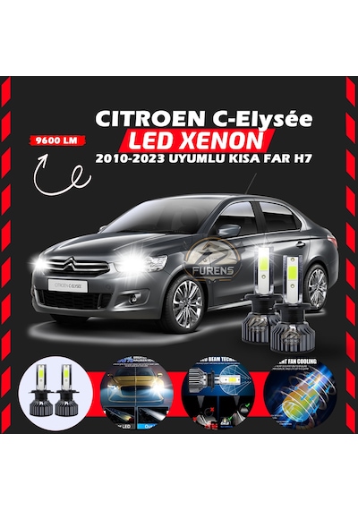 Citroen C-elysee 2010-2023 Kısa Far Uyumlu Şimşek Etkili Led Xenon Pro Series H7