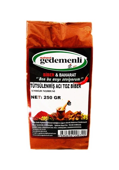 Gedemenli Tütsülenmiş Acı Toz Biber 250 G