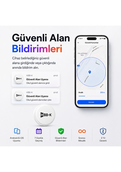 Hapro Tag Apple Uyumlu iOS & Android Airtag Akıllı Gps Siyah Tekli Paket
