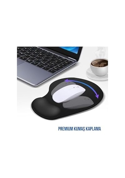Ergopad Bilek Destekli Ergonomik Kaymaz Taban Mouse Pad, Masa Pedi Siyah