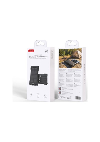 Pr290 10000mah Type-c Ve Lightning 4 Dahili Kablolu Güneş Enerjili Powerbank Taşınabilir Şarj Beyaz