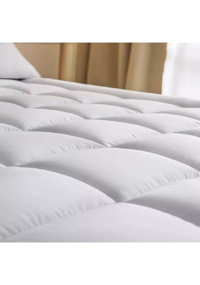 Topper 4.1 - Super Soft Yatak Pedi - %100 Pamuk Kılıflı - Süper Yumuşak Nano Elyaf Dolgu Beyaz