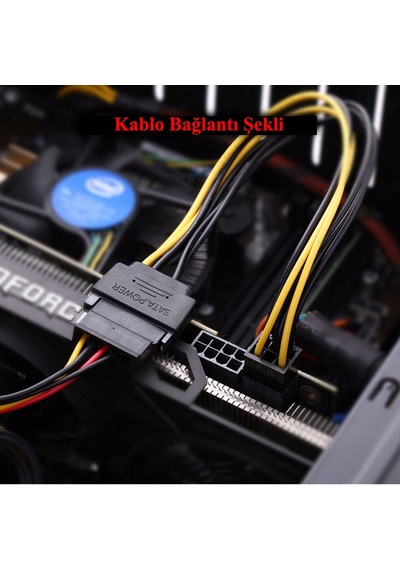 Sata 15-Pin To 6-Pin Pci Express Ekran Kartı Çevirici Güç Kablosu