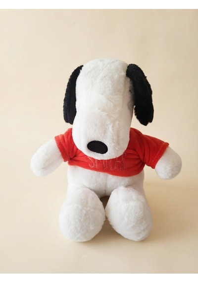 Peluş Köpek Snopyy-30 Cm -kırmızı Tşhirt'lü Kırmızı-beyaz