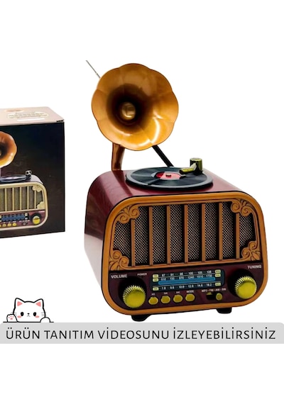 Dexxony Dcx-13 Kahverengi Nostaljik Radyo & Zarif Nostaljik Ahşap Görünümlü Radyo Bluetooth Hoparlör