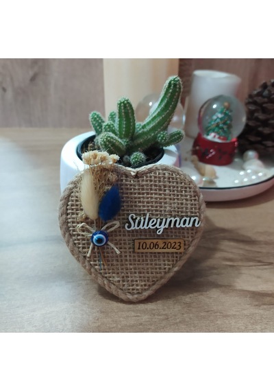 Kişiye Özel Mıknatıslı Ahşap Jüt Magnet 10'lu