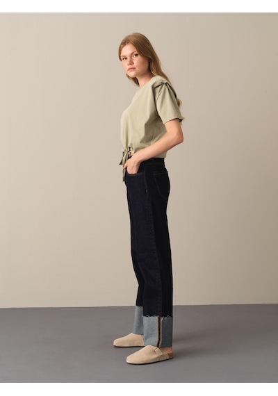 Xint Yeşil Oversize Bisiklet Yaka Pamuk Tişört 602270