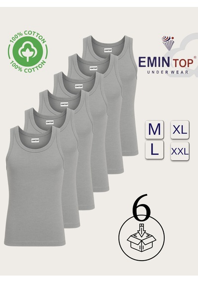 Mercan 6'lı Erkek Gri Penye Atlet