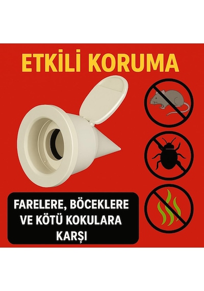 3'lü Set Lavabo Ve Eviye Gideri Çekvalfli Adaptör Conta, Ø50mm, Koku Önleyici, Su Sızdırmaz