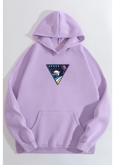 Uyguntarz Unisex Space Baskılı Sweatshirt Lila
