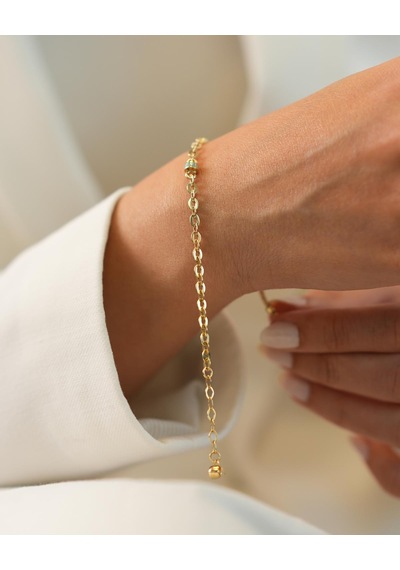 Debora Jewelry 14 Ayar Altın Mavi Mineli Zincir Bileklik