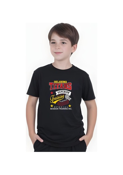 Fyk Kids Erkek Çocuk Yazlık Titans Baskılı Alt-üst Takım Siyah