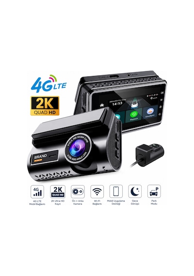 Harvox 2k Max Akıllı Araç Kamerası Ön 2k Arka Full Hd Sim Kartlı 4g Bağlantılı Çift Yönlü Ses G-sens