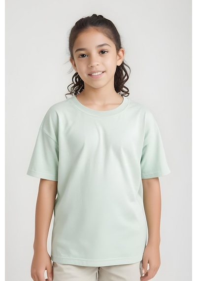 Fyk Kids Kız Çocuk Yuvarlak Yaka Penye T-shirt Mint Yeşil