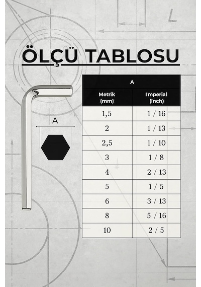 9 Parça Alyan Seti, Krom Kaplamalı, Alyan Anahtar Takımı, Sertleştirilmiş Çelik, Pratik Taşıma