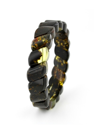Kehribar Bileklik Özel Fosilli Roleks Tasarım Ambergold Blk23-41 Çok Renkli