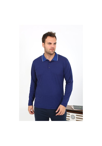 Akbeniz Erkek Polo Yaka Uzun Kol Penye Pijama Takımı Lacivert 6865 Lacivert