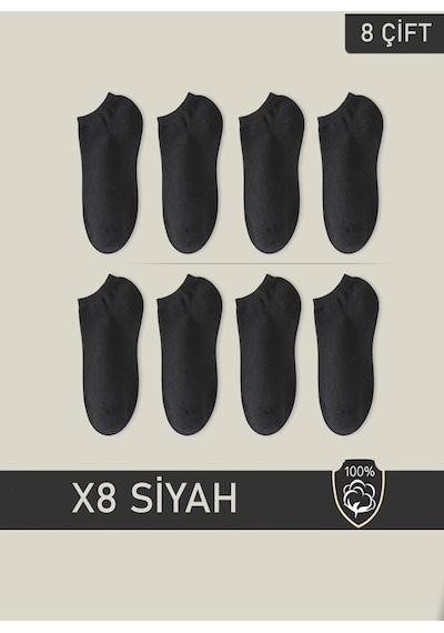Bgk Unisex Patik Çorap 8 Çift Siyah (8 Çift) Siyah