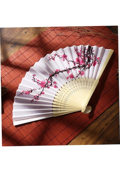 Beluga Yelpaze Bambu Kumaş Serinletici Vintage Kiraz Çiçeği Şık Dekorasyon Püsküllü Japon Yelpaze 0198