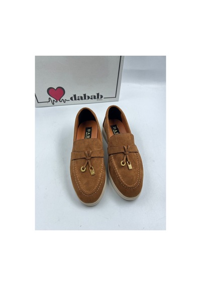Dabab Shoes Lupy Kadın Süet Düz Taban Rahat Günlük Casual Babet Ayakkabı Taba