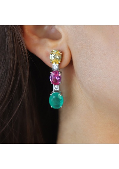 Swarovski Cubic Taşlı Gümüş Küpe