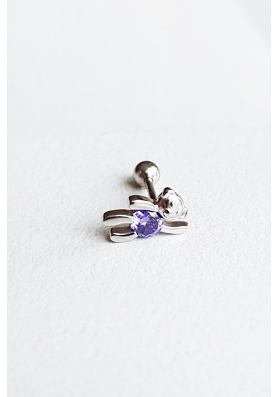Ithal Tekli Mini Aycık Gümüş Piercing Küpe-7289 Gümüş