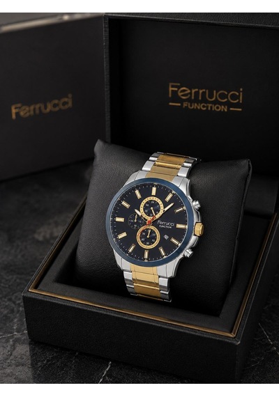Ferrucci Fc95303 Silver-gold Renk Fonksiyonlu Takvimli Çelik Kordon Ve Kasa Erkek Kol Saati Altın - Gümüş