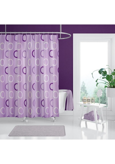 Zethome Banyo Duş Perdesi 5033 Lila 180x200 Perde Borusu Askı Aparatı Pembe 160x260 Hediyeli Pembe