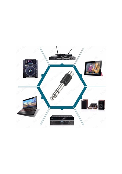 6.35mm 1/4" Stereo Fiş Erkek - RCA Dişi Ses Jakı Dönüştürücü Adap