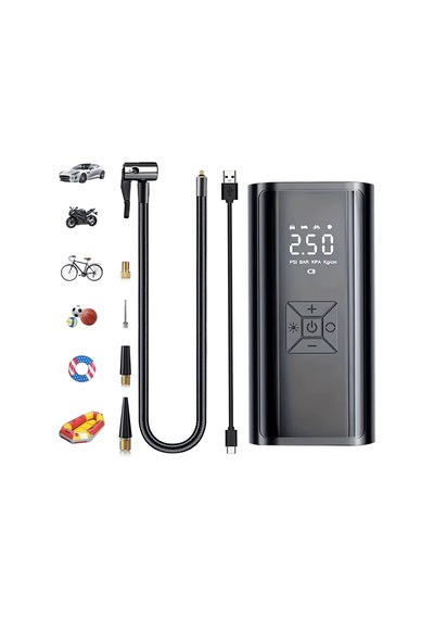 Dijital Lastik Pompası Kablosuz Hava Basma Cihazı Powerbank Destekli 0