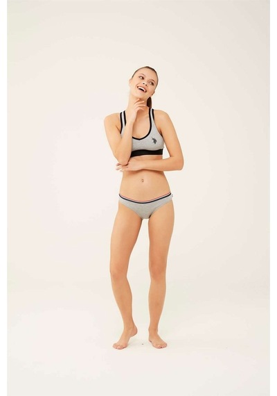 U.S. Polo Assn. Kadın Beyaz - Mavi Melanj - Gri Melanj 3 Lü Slip 66271 Mavi