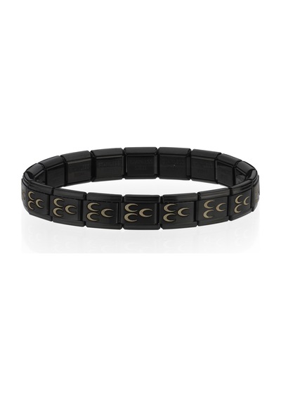 Osmanlı Üç Hilal Bayrağı İtalyan Charm Unisex Çelik Bileklik Scb58 Siyah