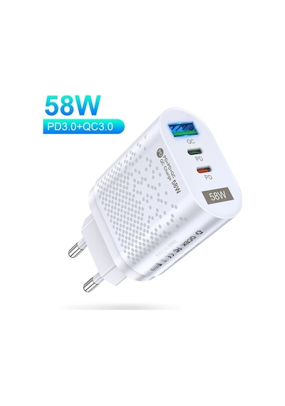 Uslion Pd 58w Usb + Type-c Hızlı Şarj Başlığı- 1903 - Name: Beyaz