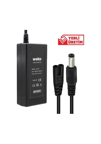 Weko 24 Volt - 2 Amper Plastik Kasa Masaüstü Adaptör 5.5 X 2.5 Uç Diğer