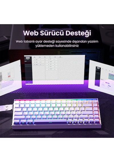 Aula Hero 84 He Manyetik Klavye Rapid Trigger Dragon King Switch 8000hz Rgb Neon Tkl Hot Swap Oyuncu Klavyesi Pembe