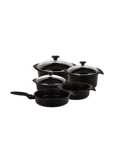 Aryıldız Flipper Cam Tencere Set Siyah