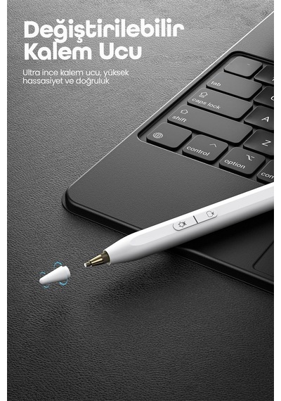 Ven-dens Vd-sp006 Apple Uyumlu iPad Ve Android Uyumlu Manyetik Tablet Kalemi, Type-c Şarj, 8 Saat, Beyaz
