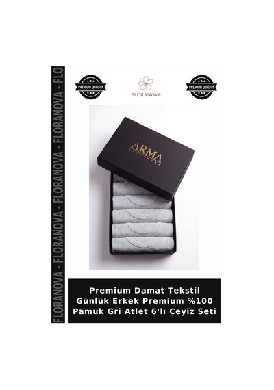 Floranova Premium Damat Tekstil Günlük Erkek Premium %100 Pamuk Gri Atlet 6'lı Çeyiz Seti