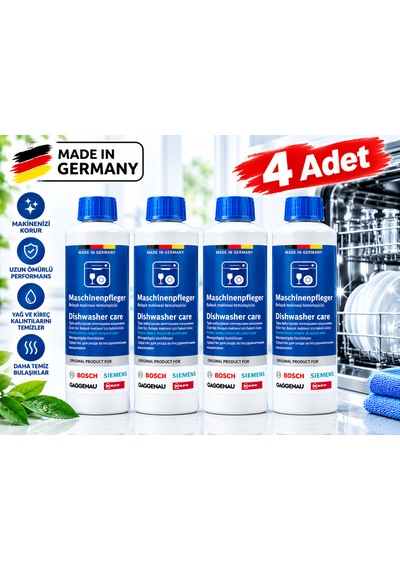 Bosch Siemens Profilo Gaggenau Bulaşık Makineleri Için Kireç Ve Yağ Temizleyici 250 Ml Güçlü Formül 4'lü Set