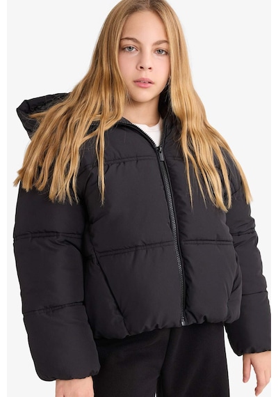Defacto Kapüşonlu Mont Kız Çocuk F5876a826spbk27 Siyah-bk27