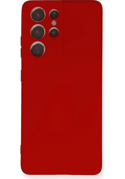 Gld-spt- Newface Samsung Uyumlu Galaxy S21 Ultra Kılıf Nano İçi Kadife Silikon - Kırmızı