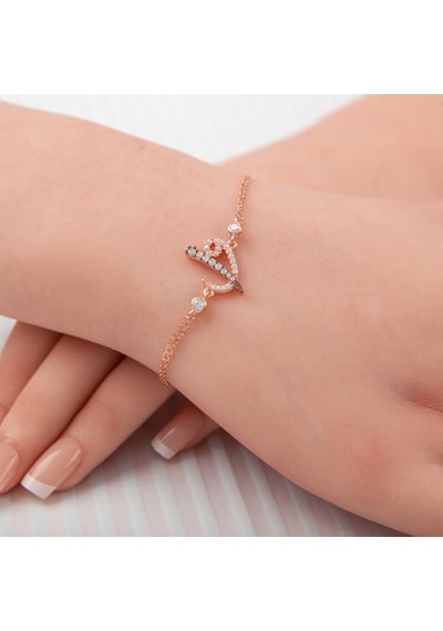 925 Ayar Gümüş Rose Elif Vav Kadın Bileklik Gümüş