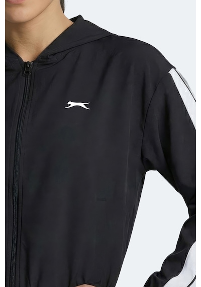 Slazenger Razzle Kadın Fermuarlı Kapüşonlu Cepli Siyah Sweatshırt Siyah