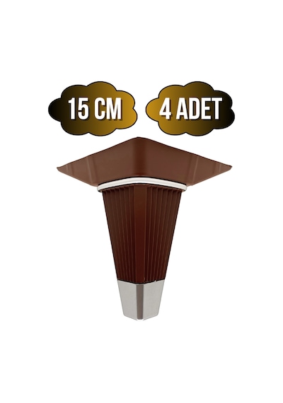 İrem Kahverengi Krom 15cm Plastik Ayak Mobilya Masa Ve Dolap Ayağı Kahverengi Krom 15cm 4 Adet Kahverengi